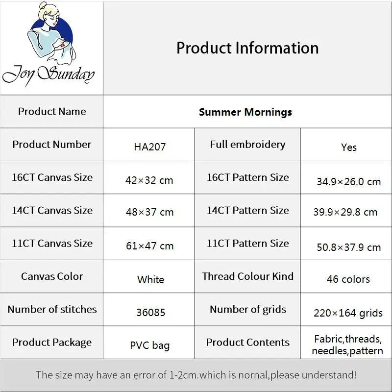Joy Sunday DIY Flower Printed Pattern Cross Stitch Set