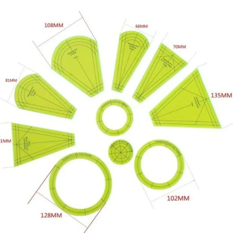 10Pcs Acrylic Template Set Quilting Template Free Motion Sewing Ruler