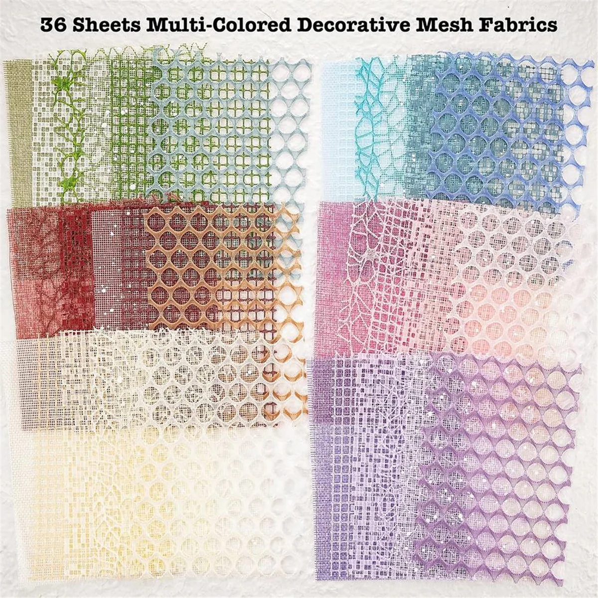 90 Sheets Scrapbook Paper and Decorative Mesh Fabric Assorted Set - 6 Pack Mixed