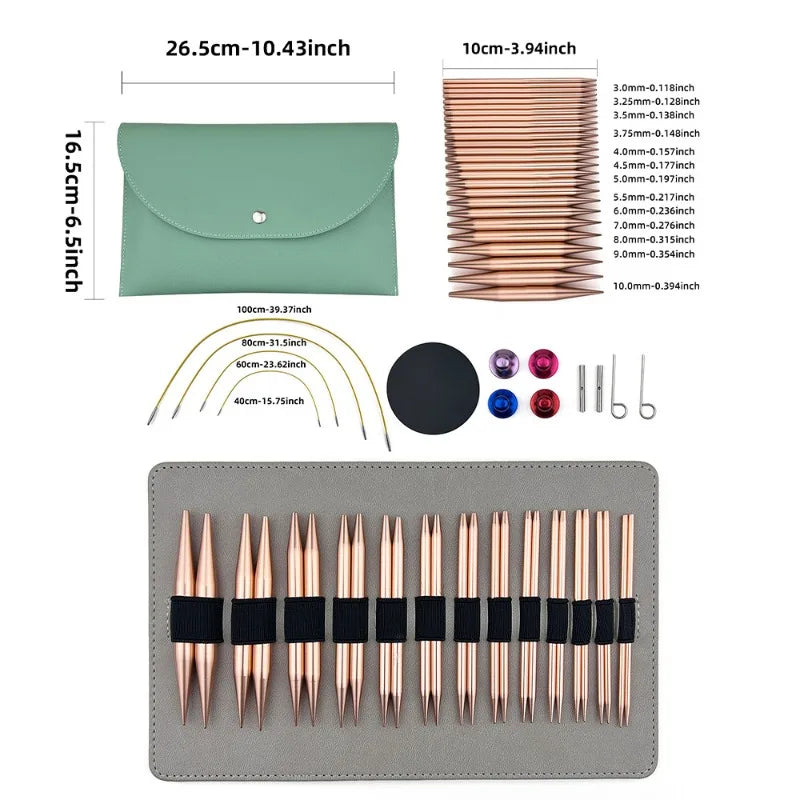 Aluminum Circular Knitting Needles Set Interchangeable