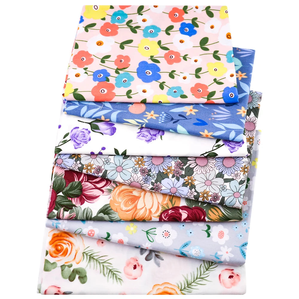 40/50*50cm 6-8 PCS Candy Color Floral Fat Quarter Fabric Bundles