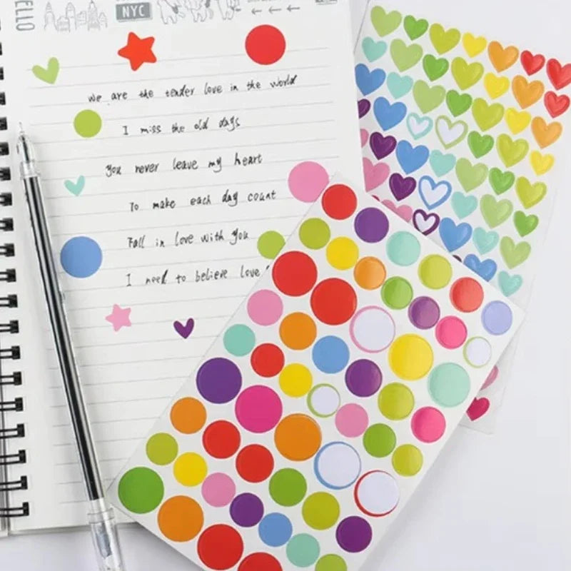 6pcs Scrapbook notebook love polka dot star stickers