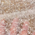 White Beads Sequins Lace Fabric