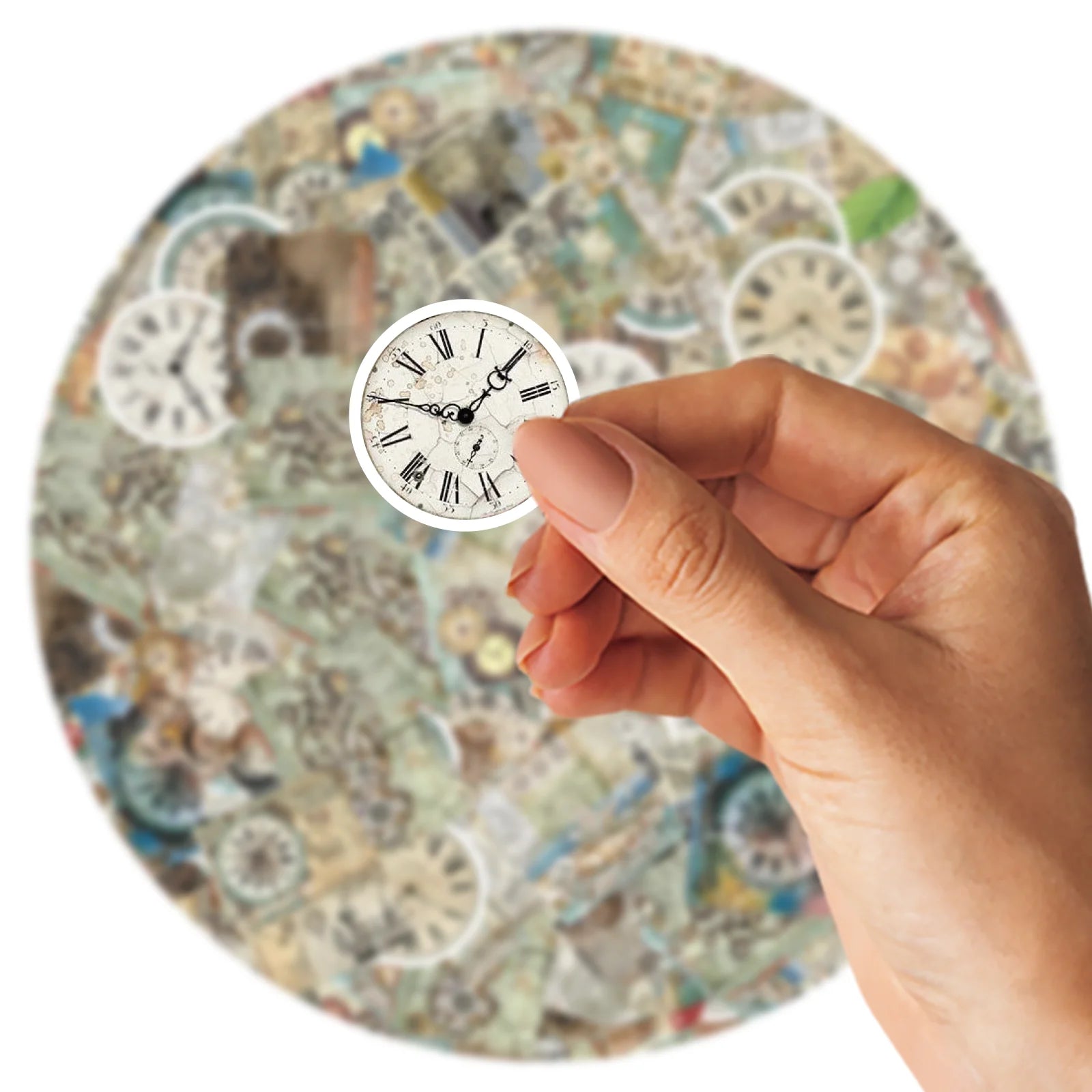 46 PCS Vintage Clock Retro Style PVC Sticker