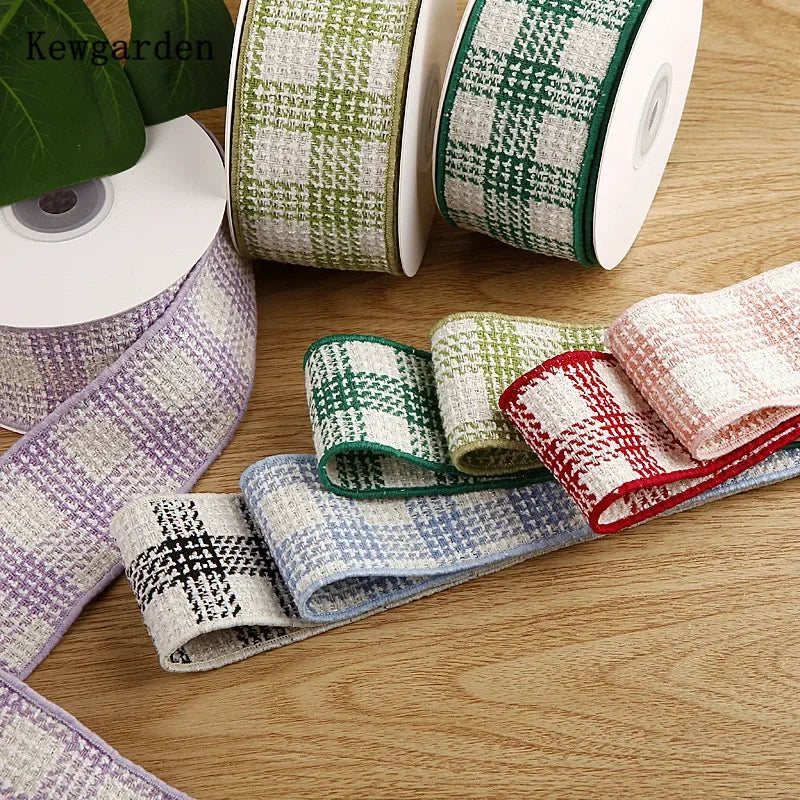 Plaid Linen Cotton Knitting Ribbons
