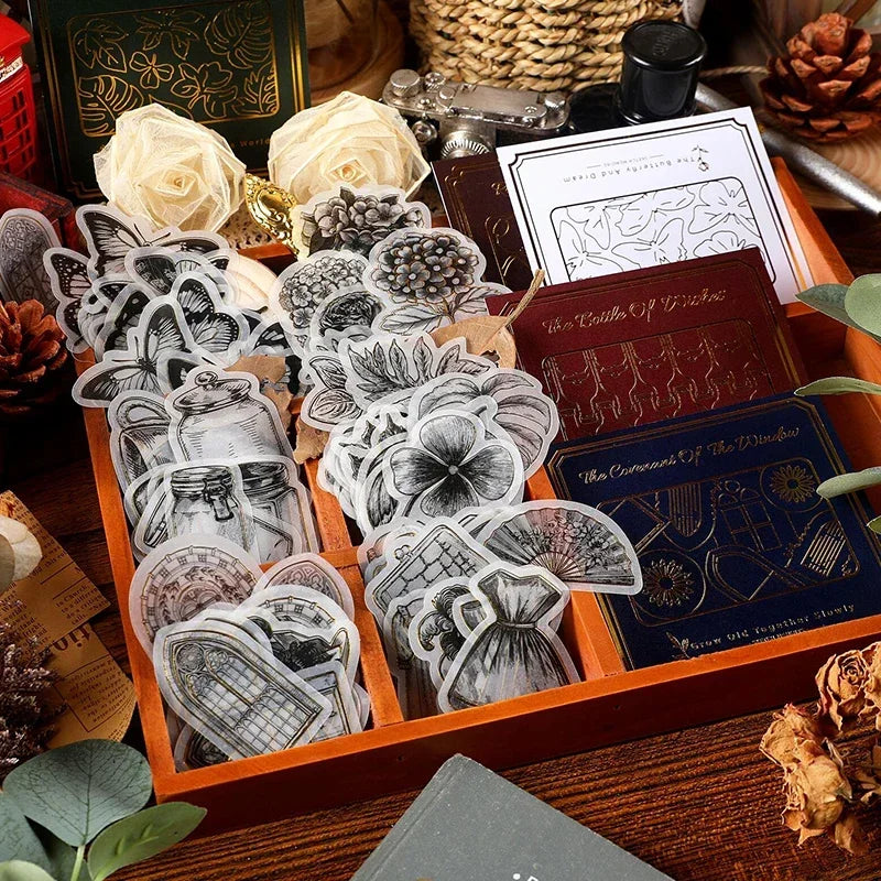 20 pcs Scrapbooking Stamping black and white Stickers