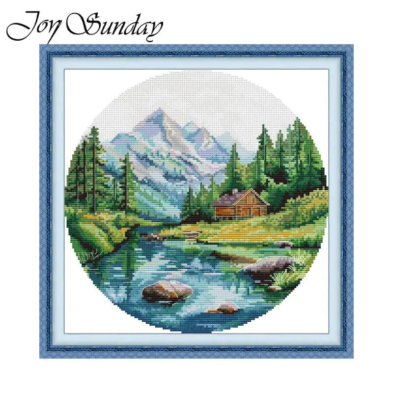 Joy Sunday Four Seasons Scenery Stamped Cross Stitch Kits