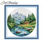 Joy Sunday Four Seasons Scenery Stamped Cross Stitch Kits