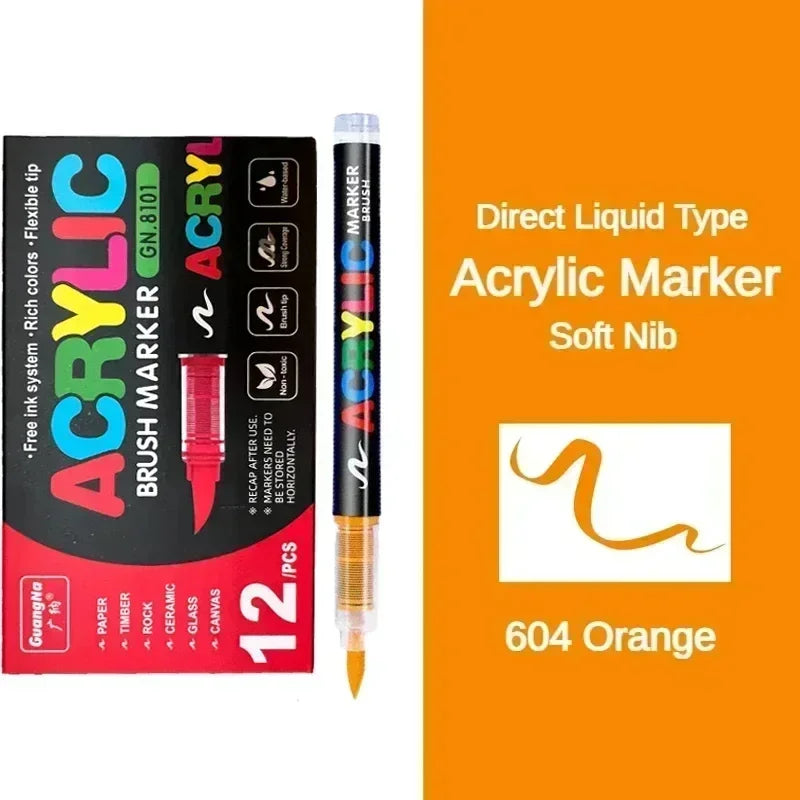 360/12 Colors Acrylic Paint Pens Markers Brush Tip