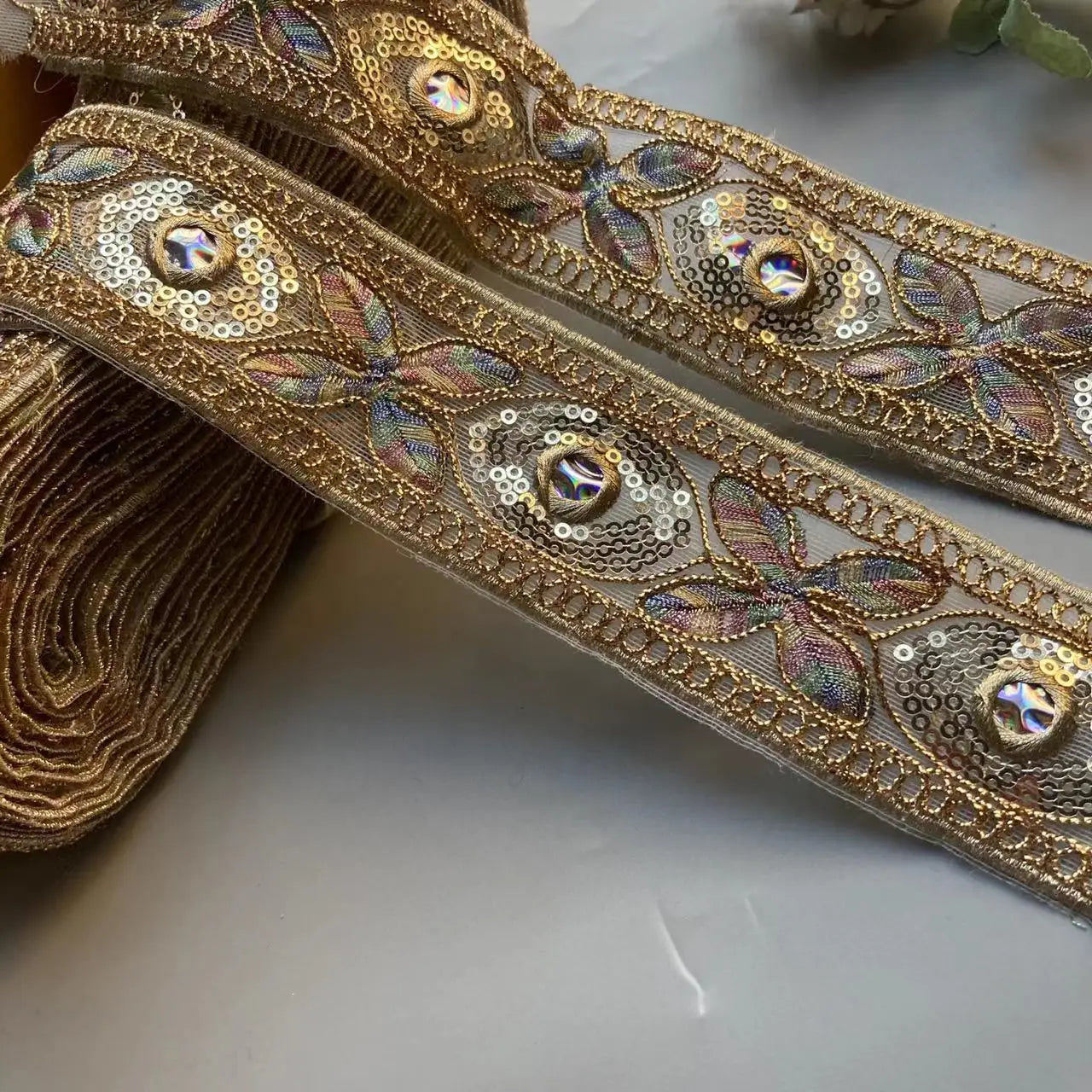 1 Yards 5cm Sequin Lace Fabric