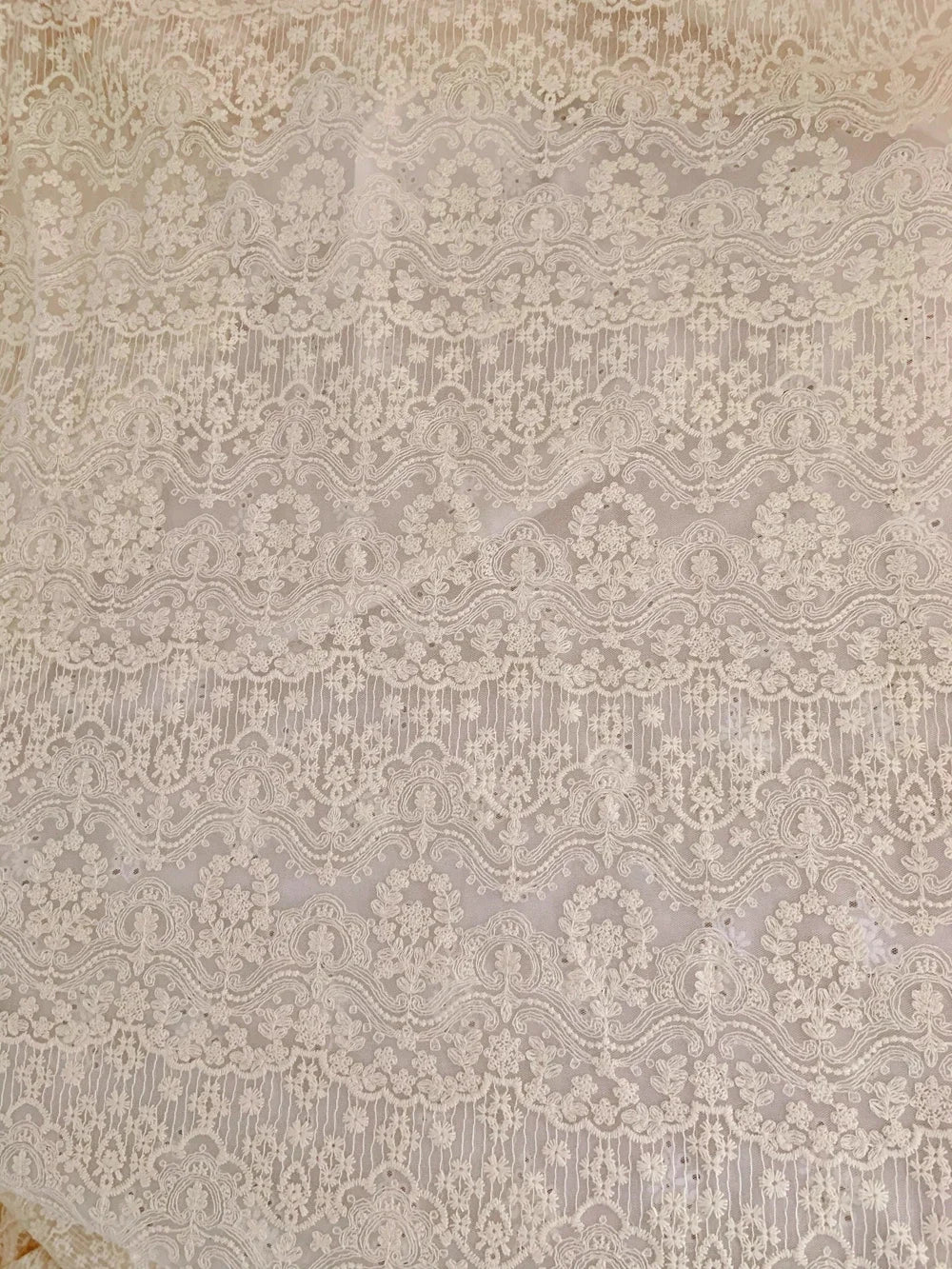 Ultra delicate apricot cotton mesh embroidery lace fabric