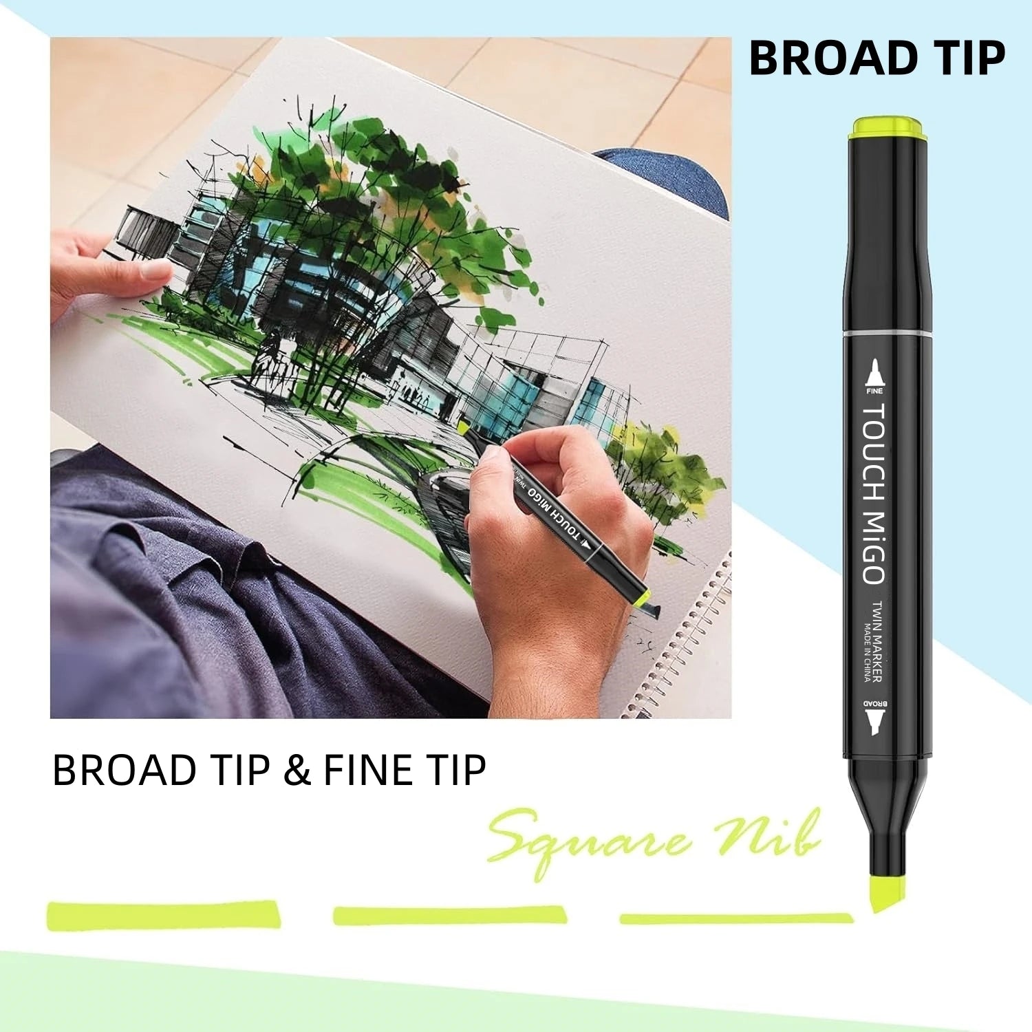 Alcohol Markers Set, 24/36/48/60/80 Color, Dual Tip Chisel & Fine