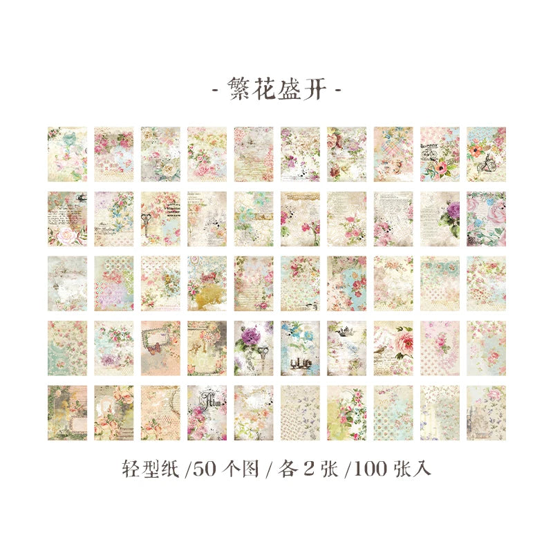 100 sheets Large Vintage Scrapbooking Decor