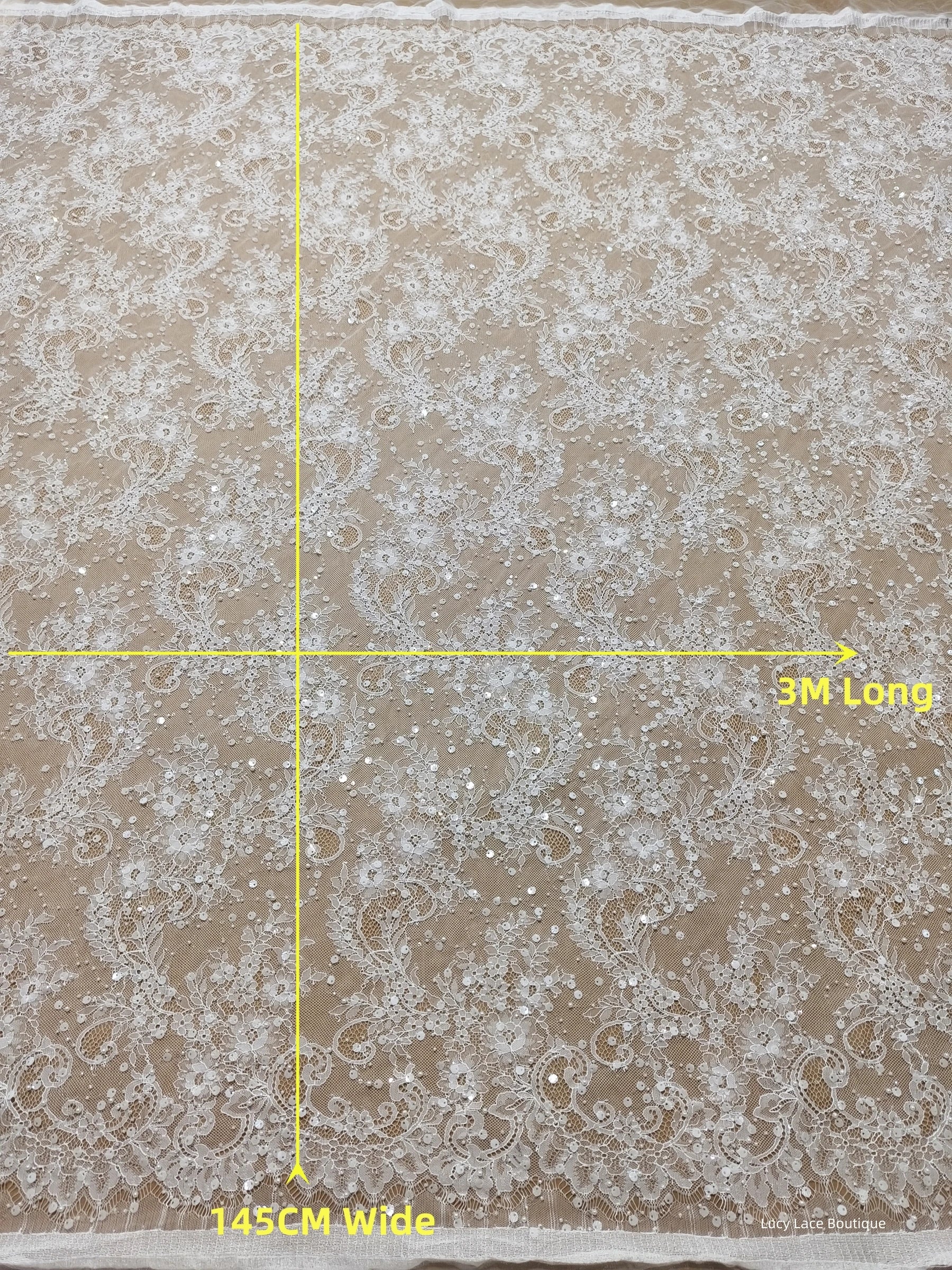 145CM Wide Beaded Lace Fabric