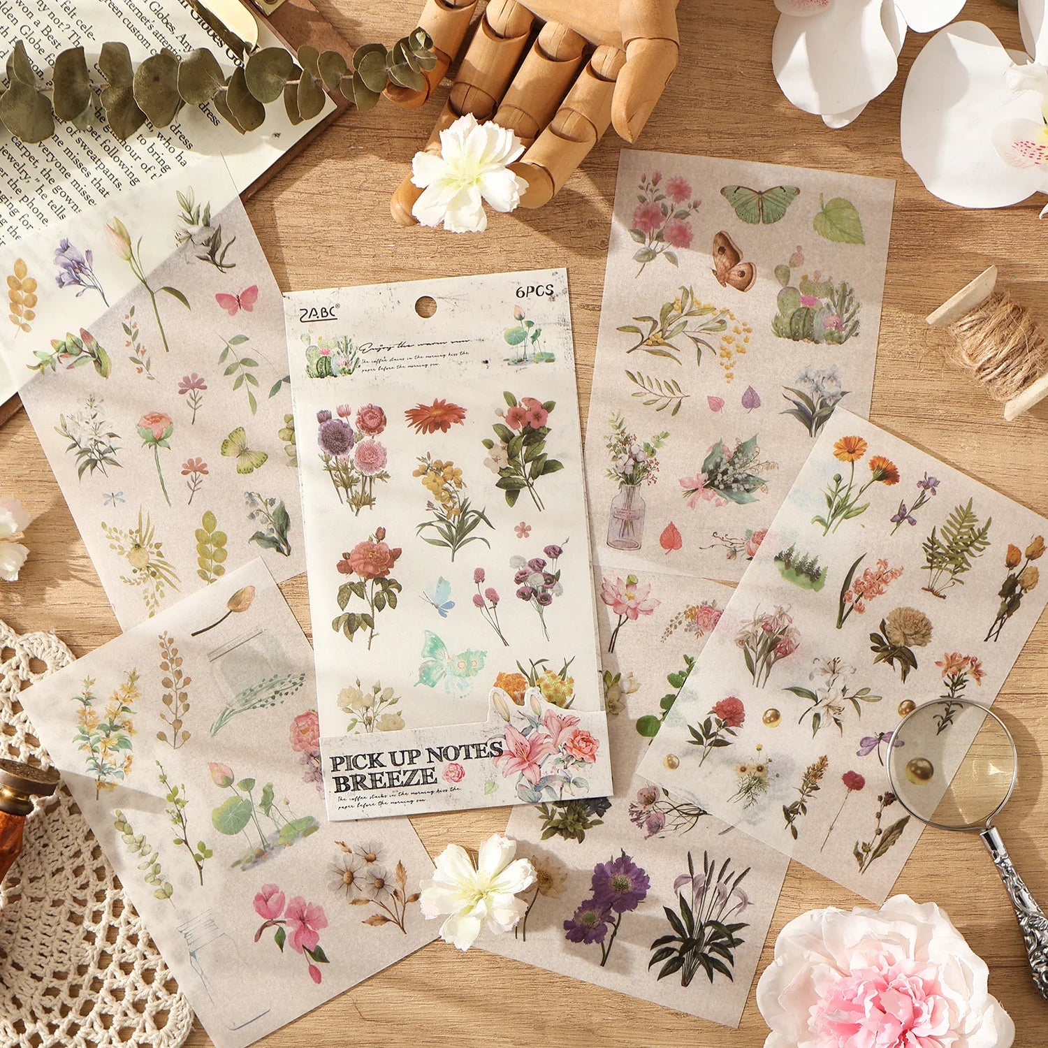 6-Piece Retro Flat Stickers