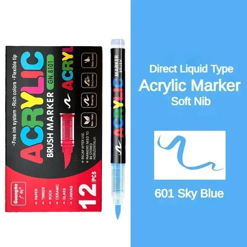 360/12 Colors Acrylic Paint Pens Markers Brush Tip
