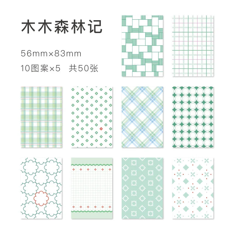 50pcs Kawaii Ins Memo Material Grid Texture Craft Paper