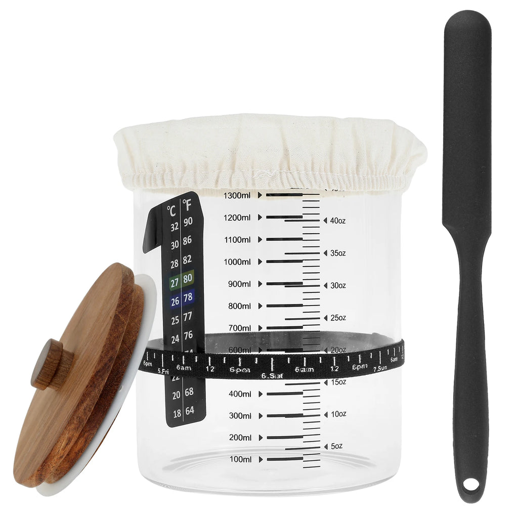 Sourdough Starter Jar Kit 900ml Clear Glass Kitchen Tools