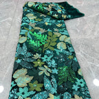 1 Yards 3D Embroidery Mesh Flower Sequin Fabric