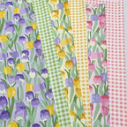 6 pcs Multi-Color Cotton Tulip Check Fabric