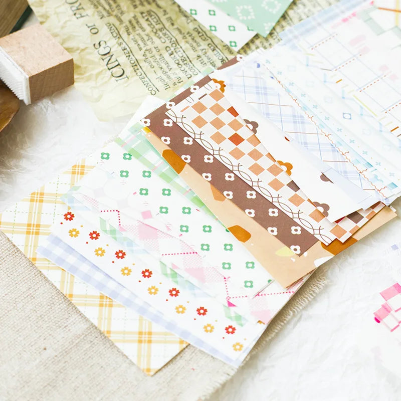 50pcs Kawaii Ins Memo Material Grid Texture Craft Paper