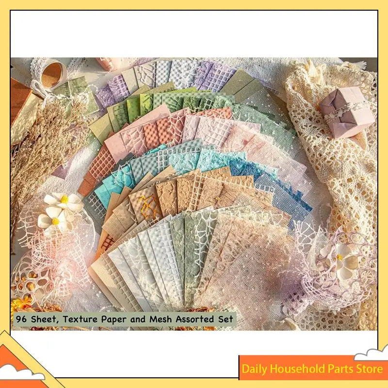 96 Sheets Textured Scrapbook Paper And Mesh