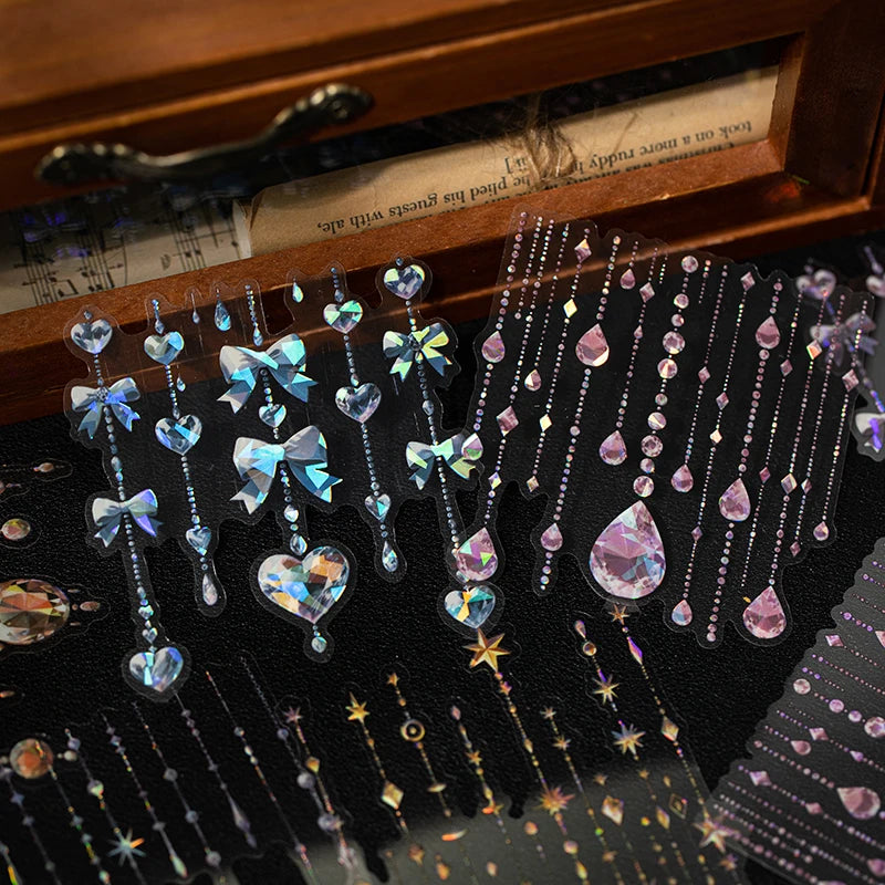 15pcs/pack Kawaii Shell Light Bow Pendant Stickers