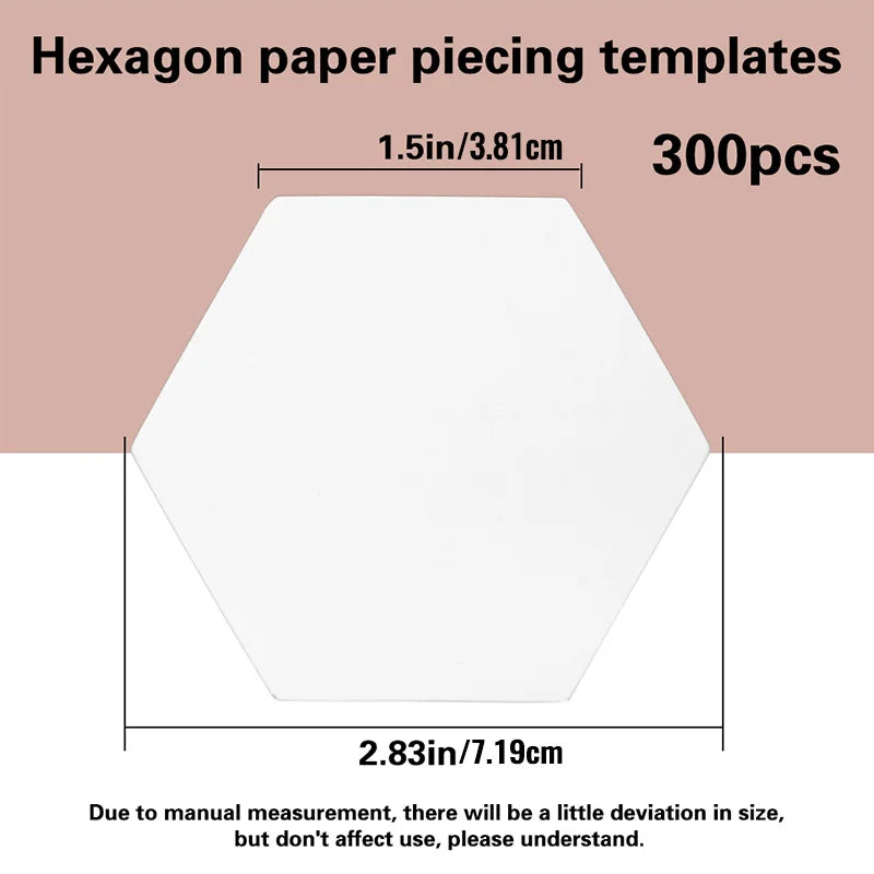 100/200/300 Count Paper Piecing Shapes Hexagon Paper Piecing Templates