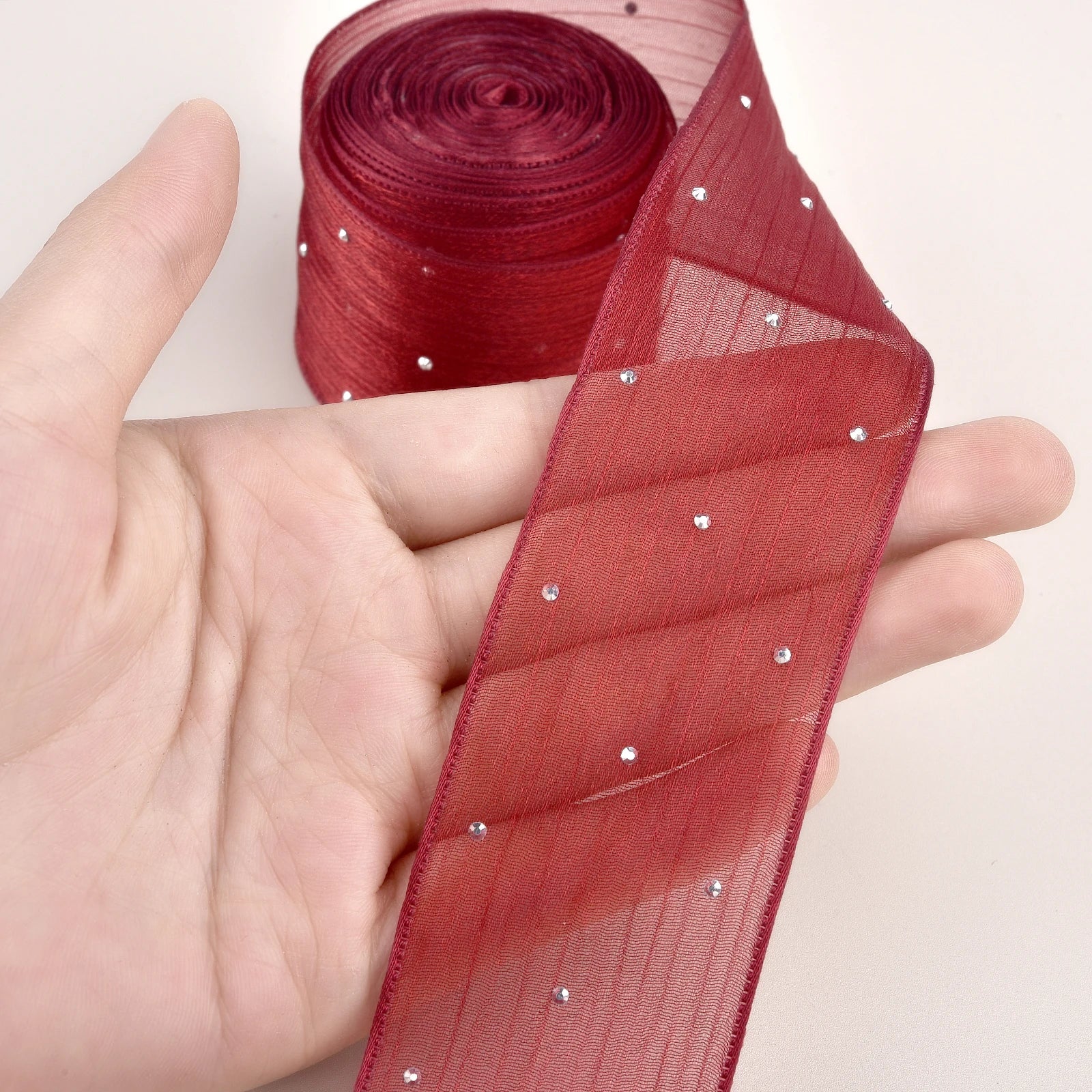 Diamond Pleated Mesh Organza Ribbon