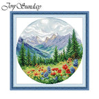 Joy Sunday Four Seasons Scenery Stamped Cross Stitch Kits
