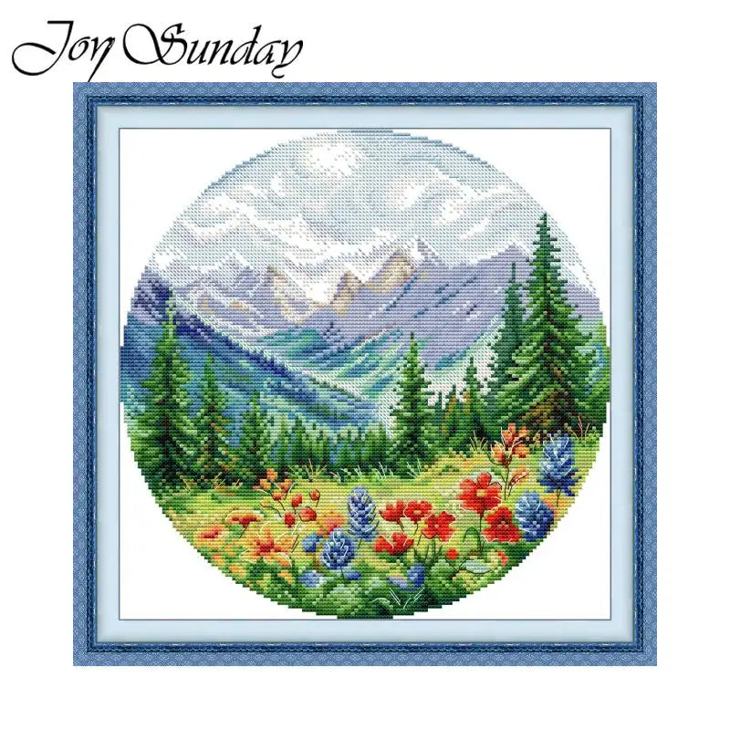 Joy Sunday Four Seasons Scenery Stamped Cross Stitch Kits