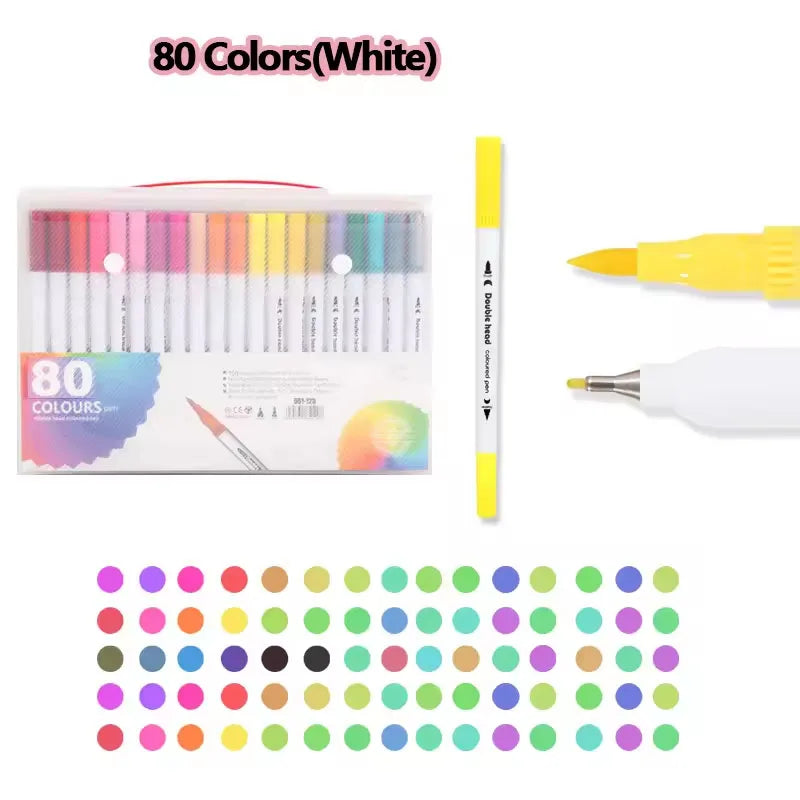 Dual Tip Art Markers Set-12 to 120 Color Options, Water-Based Drawing Brush Pens