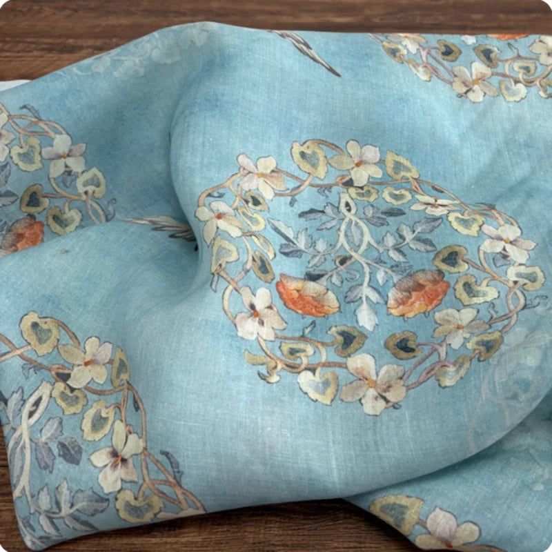 Blue Handmade Ramie Fabric