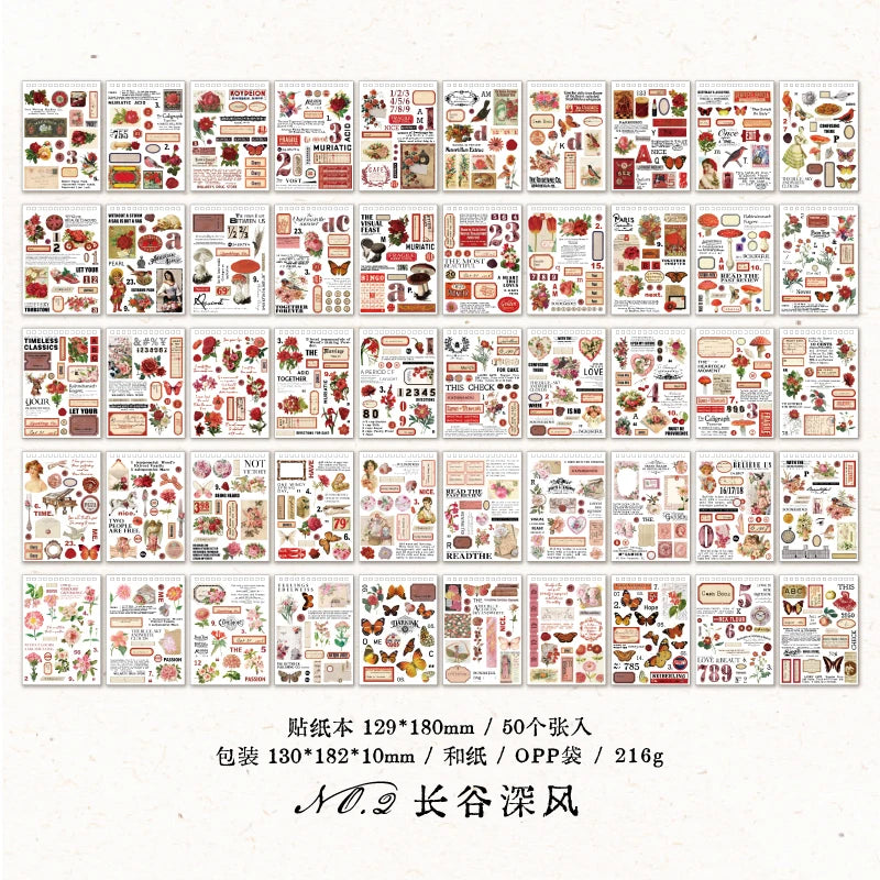 50 Stickers Vintage Antique Labels