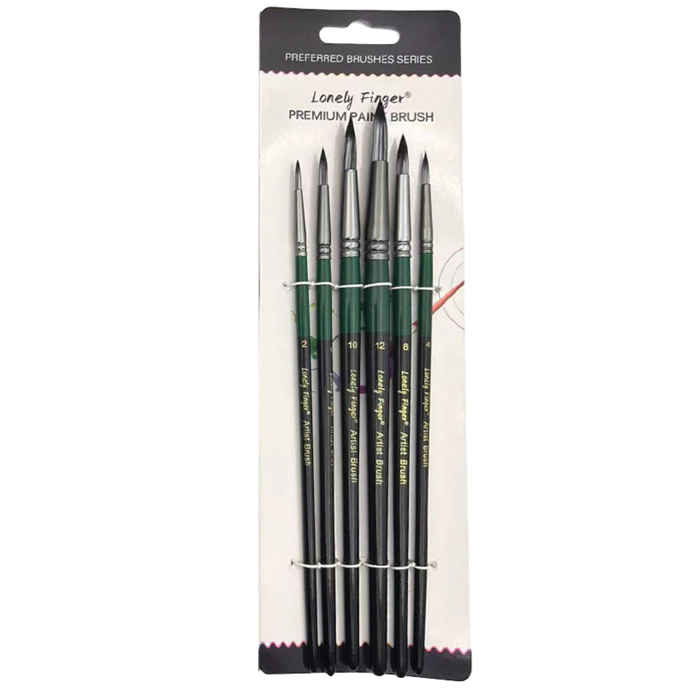 6pcs Artist Paint Brush Set Professional Anti-Shedding