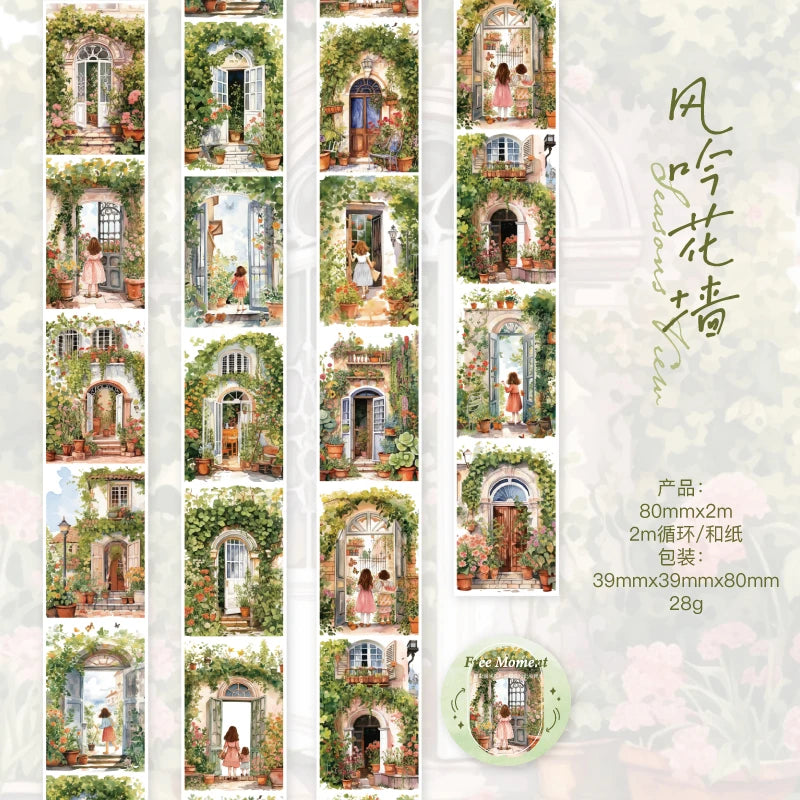 2m/roll City Landscape Washi Stickers