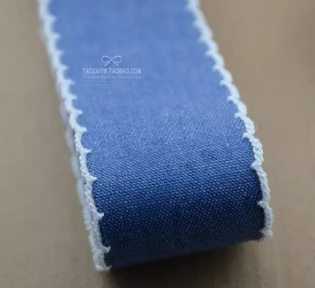 40mm 25mm 1.5" 1" Denim Fabric Ribbons