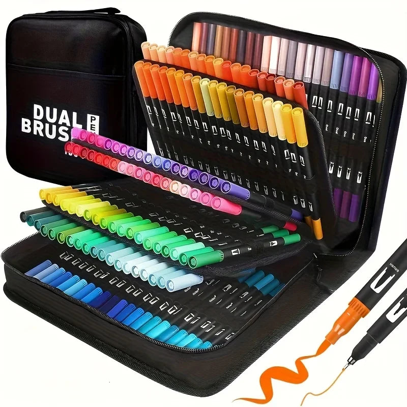 Vibrant Double-Ended Watercolor Markers – Art Set