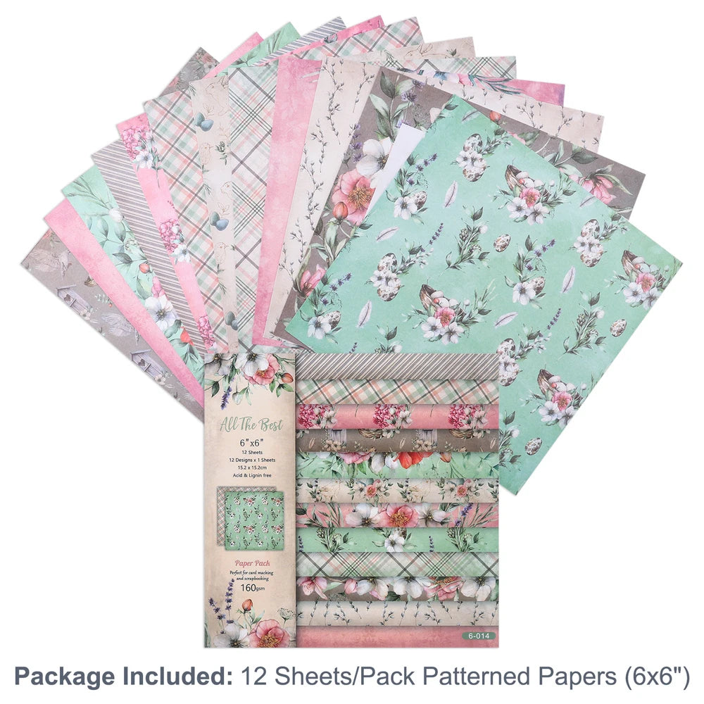 12 Sheets Vintage Background Printed Scrapbooking Paper Pads