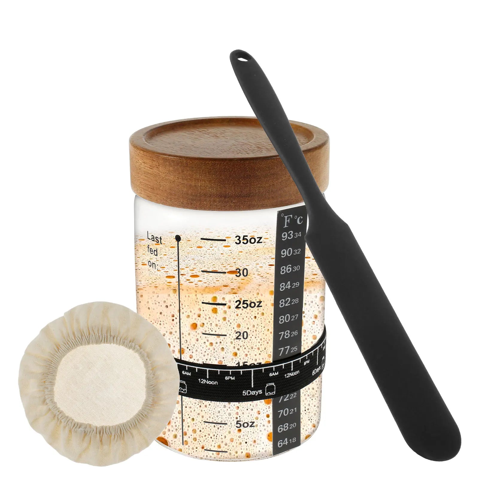 Sourdough Starter Jar Kit 900ml Clear Glass Kitchen Tools