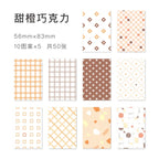 50pcs Kawaii Ins Memo Material Grid Texture Craft Paper