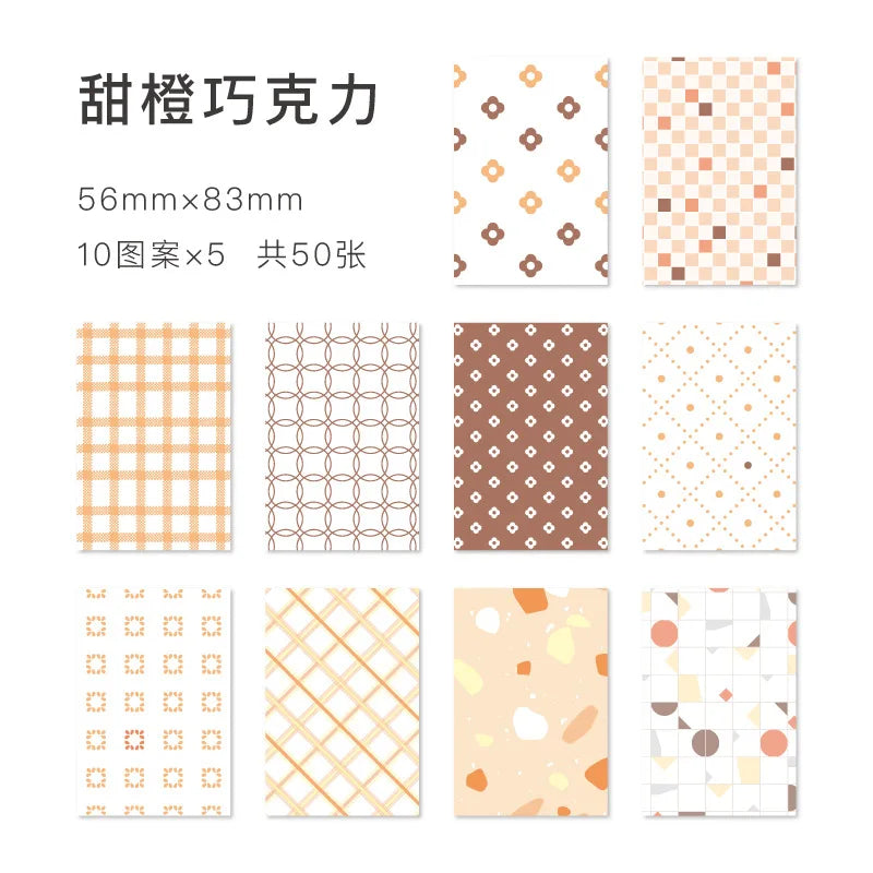 50pcs Kawaii Ins Memo Material Grid Texture Craft Paper