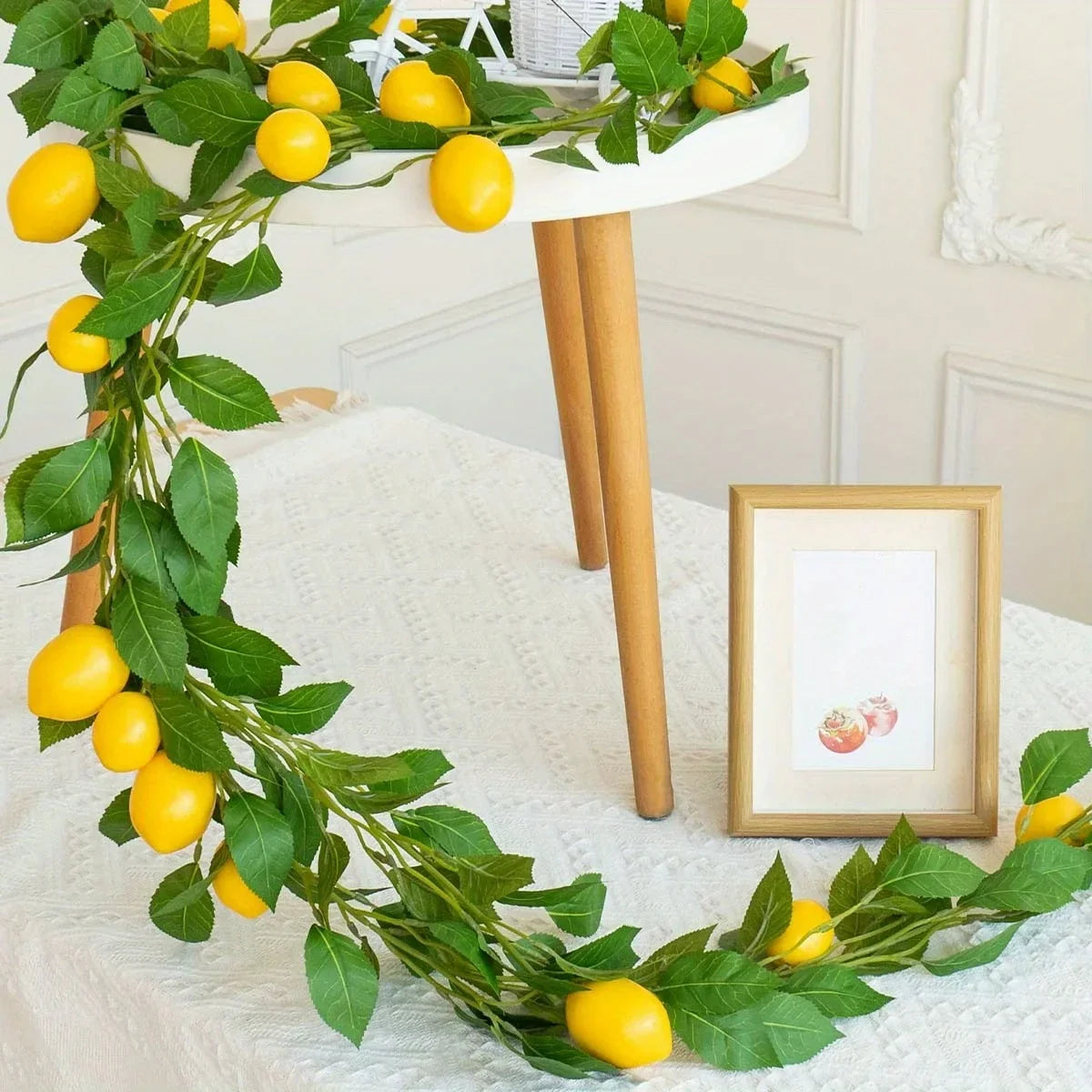 Artificial lemon wreath with green plants