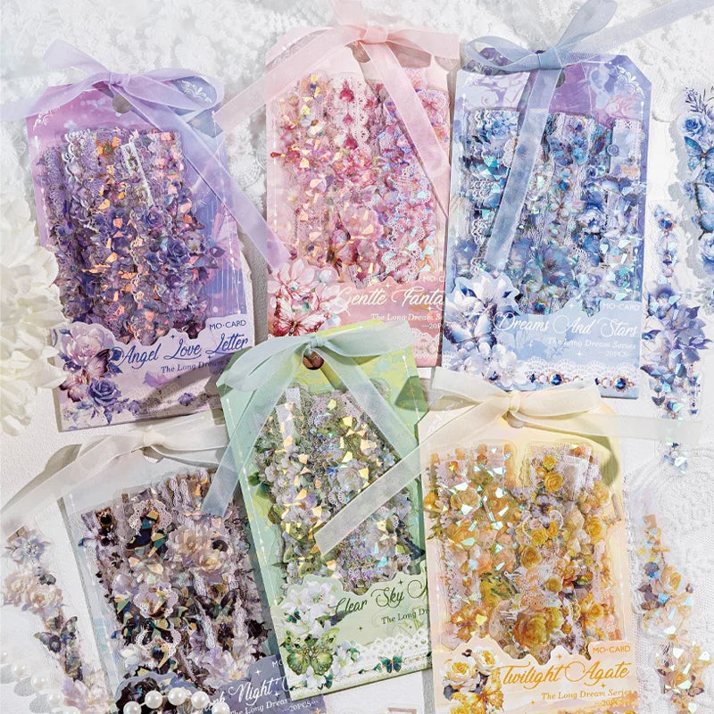 Mr Paper 2Style 60Pcs/bag Ice Crystals PET Long Strip Scrapbook Sticker