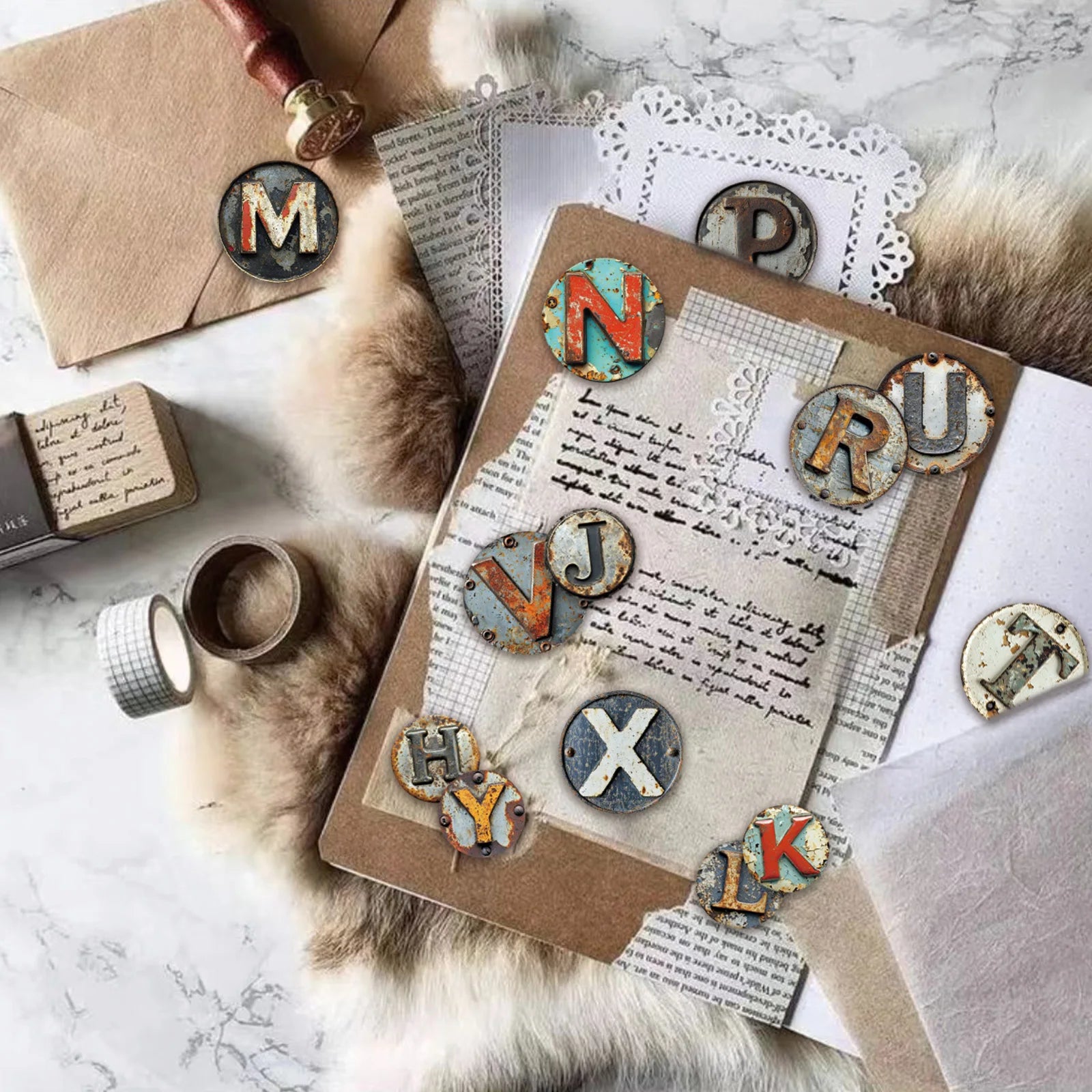 52-PCS Vintage Letter Pattern Stickers