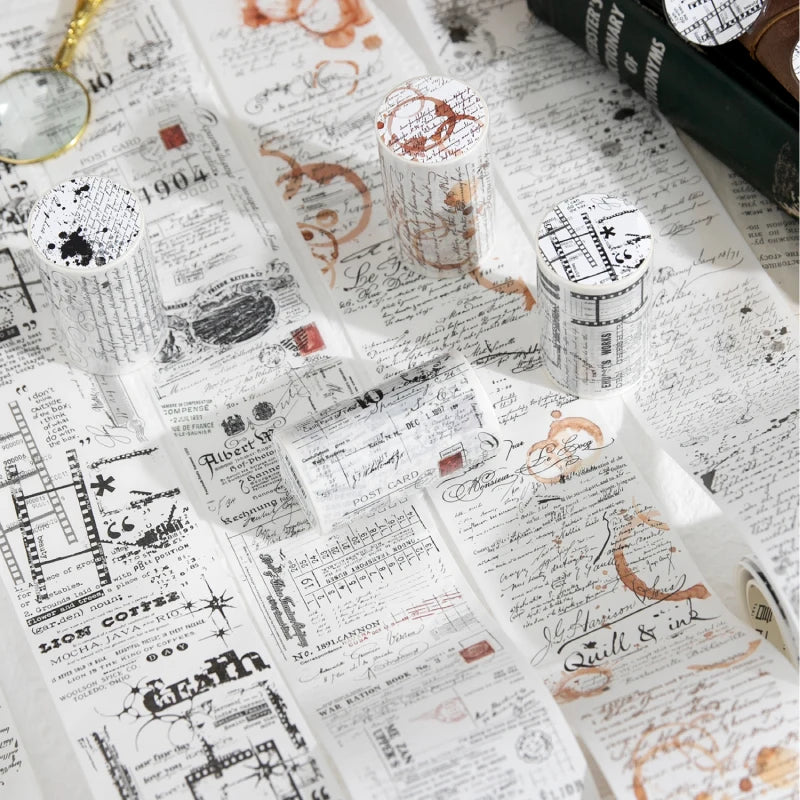 70mm * 200cm/roll retro style text manuscript theme Washi tape