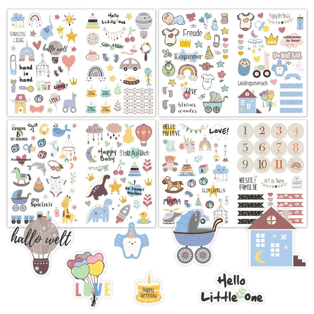 4 sheets/pack Baby Scrapbook Stickers