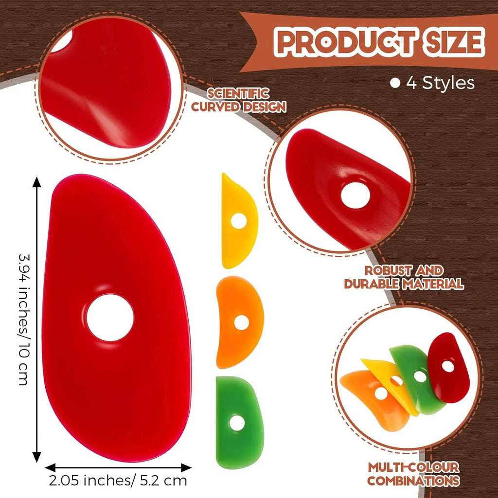 4 Pcs Soft Rubber Rib for Pottery Clay Silicone Ceramics Tools