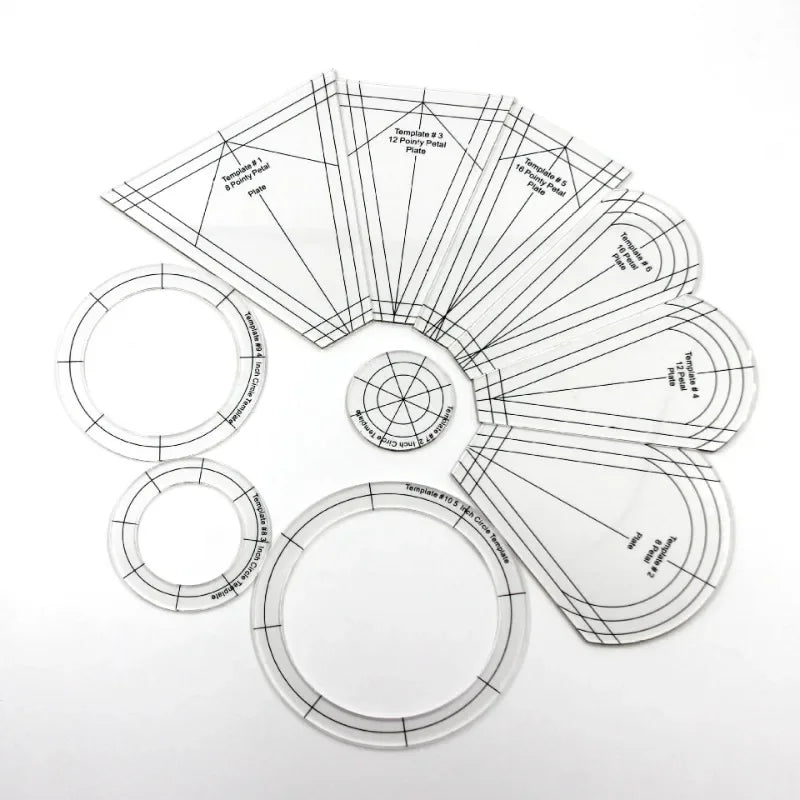 10Pcs Acrylic Template Set Quilting Template Free Motion Sewing Ruler