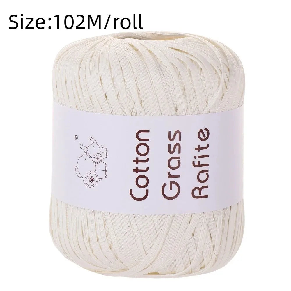 New Multicolour Rafia Yarn DIY Hand-Knitted Raffia Straw Yarn Crocheting Paper Threads Knitting